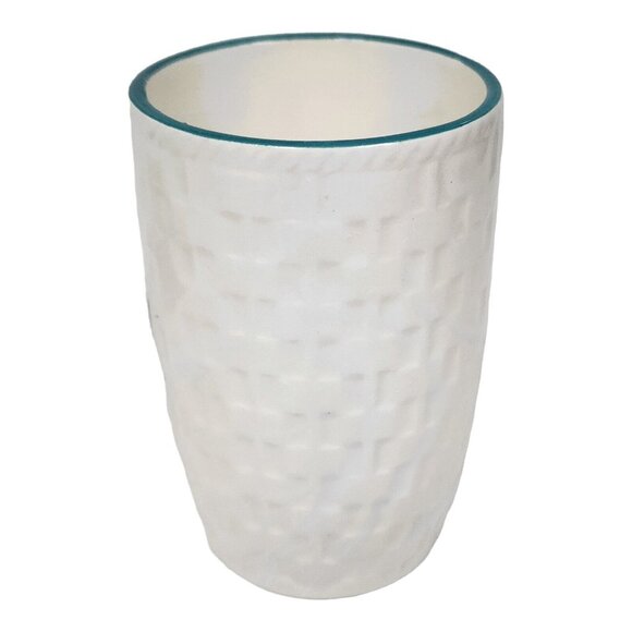 Vtg Basket Weave Pottery Cups Hand Painted Fruit Ceramic Cup Set (6) MCM Glasses - Picture 9 of 12